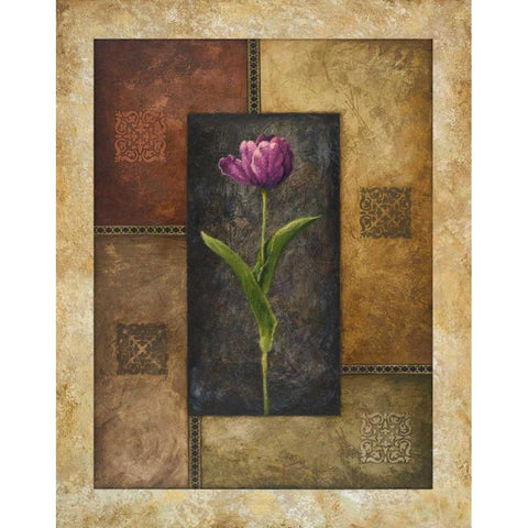 Violet Tulip White Modern Wood Framed Art Print by Marcon, Michael