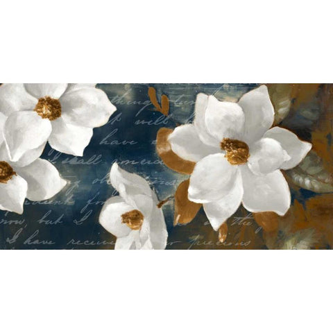 Magnolia Aglow Navy I White Modern Wood Framed Art Print by Loreth, Lanie