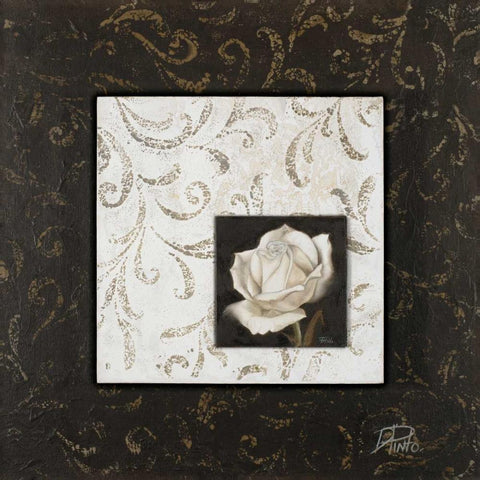 Ornaments and Rose II White Modern Wood Framed Art Print with Double Matting by Pinto, Patricia