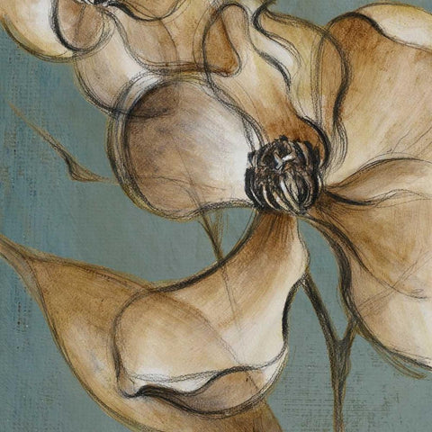 Translucent Magnolias Gold Ornate Wood Framed Art Print with Double Matting by Loreth, Lanie