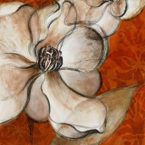 Magnolias with Spice White Modern Wood Framed Art Print with Double Matting by Loreth, Lanie