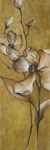 Translucent Magnolias on Gold Black Ornate Wood Framed Art Print with Double Matting by Loreth, Lanie