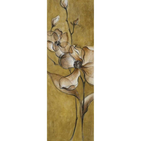 Translucent Magnolias on Gold Black Modern Wood Framed Art Print with Double Matting by Loreth, Lanie