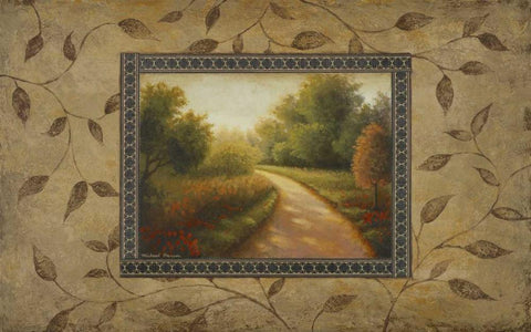 New Country Road Black Ornate Wood Framed Art Print with Double Matting by Marcon, Michael