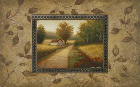New Country Glimpse Black Ornate Wood Framed Art Print with Double Matting by Marcon, Michael