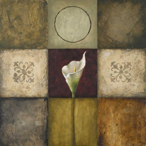Flourish I White Modern Wood Framed Art Print by Marcon, Michael
