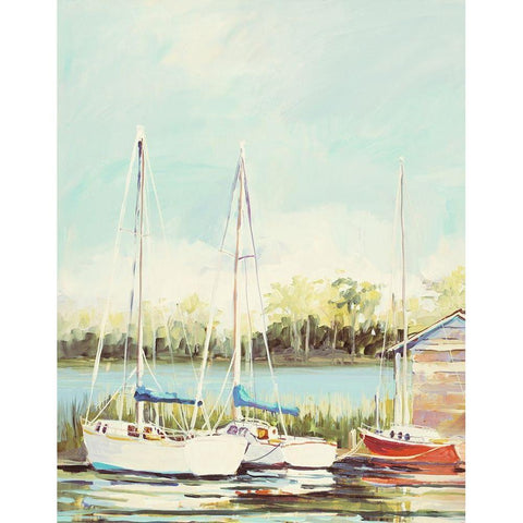 Sail Harbor Black Modern Wood Framed Art Print with Double Matting by Slivka, Jane