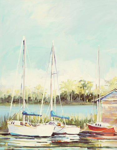 Sail Harbor White Modern Wood Framed Art Print with Double Matting by Slivka, Jane