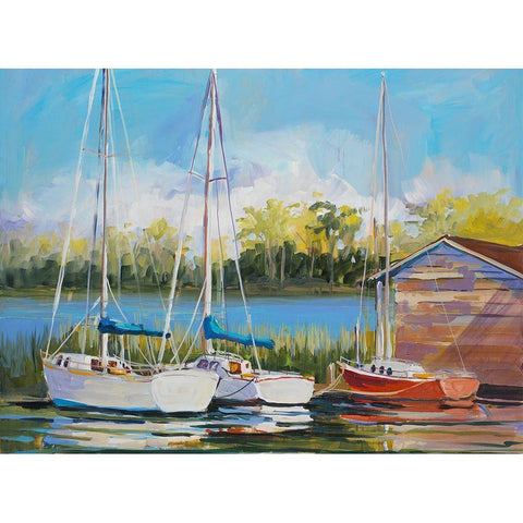 Boats Black Modern Wood Framed Art Print with Double Matting by Slivka, Jane