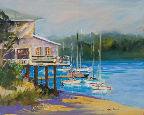 Bait Shack Black Ornate Wood Framed Art Print with Double Matting by Slivka, Jane