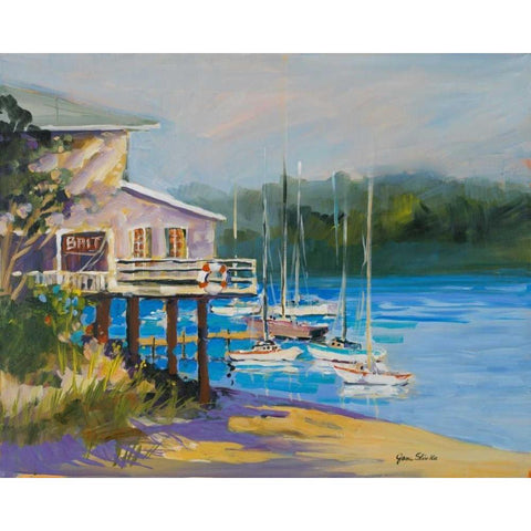 Bait Shack Black Modern Wood Framed Art Print with Double Matting by Slivka, Jane