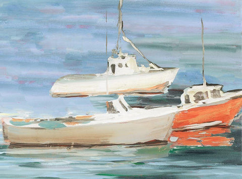 Atlantic Sailboats White Modern Wood Framed Art Print with Double Matting by Slivka, Jane