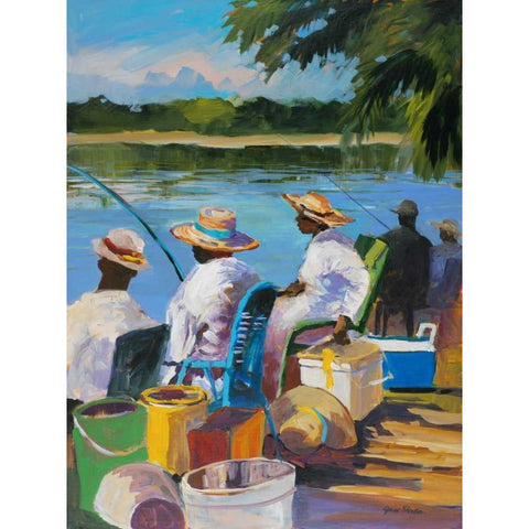 Fishing II Black Modern Wood Framed Art Print with Double Matting by Slivka, Jane