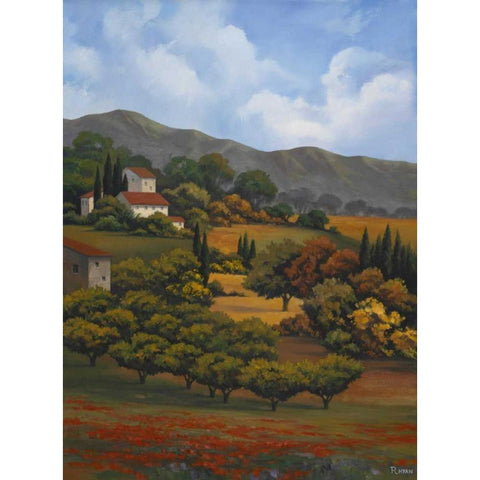 Italian Countryside I Black Modern Wood Framed Art Print with Double Matting by Rhyan, Vivien
