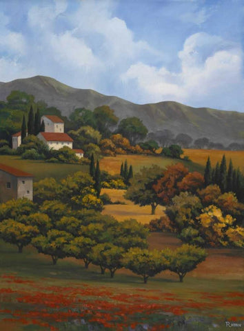 Italian Countryside I White Modern Wood Framed Art Print with Double Matting by Rhyan, Vivien