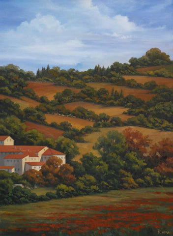 Italian Countryside II Black Ornate Wood Framed Art Print with Double Matting by Rhyan, Vivien
