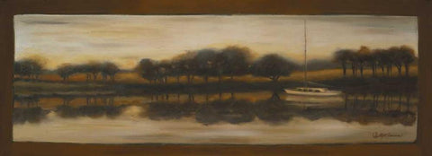 Sepia Landscape I Black Ornate Wood Framed Art Print with Double Matting by Arenas, Nelly