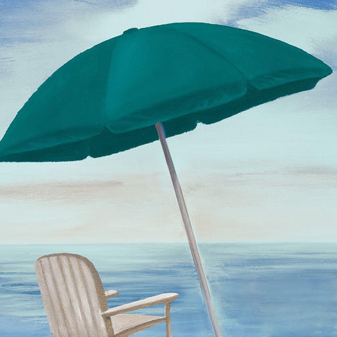 Umbrella By the Shore I Black Modern Wood Framed Art Print with Double Matting by Rhyan, Vivien