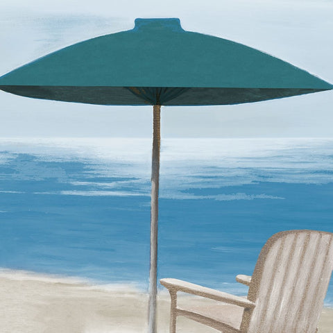 Umbrella By the Shore II Black Ornate Wood Framed Art Print with Double Matting by Rhyan, Vivien