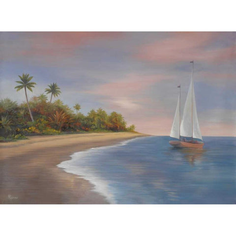 Tropical Beach I Black Modern Wood Framed Art Print by Rhyan, Vivien