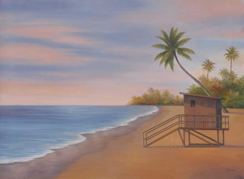 Tropical Beach II Black Ornate Wood Framed Art Print with Double Matting by Rhyan, Vivien