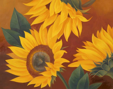 Sunflowers II Black Ornate Wood Framed Art Print with Double Matting by Rhyan, Vivien