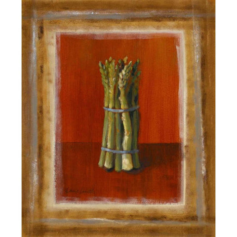 Asparagus On Orange Black Modern Wood Framed Art Print with Double Matting by Loreth, Lanie