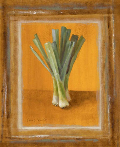 Leeks On Gold White Modern Wood Framed Art Print with Double Matting by Loreth, Lanie