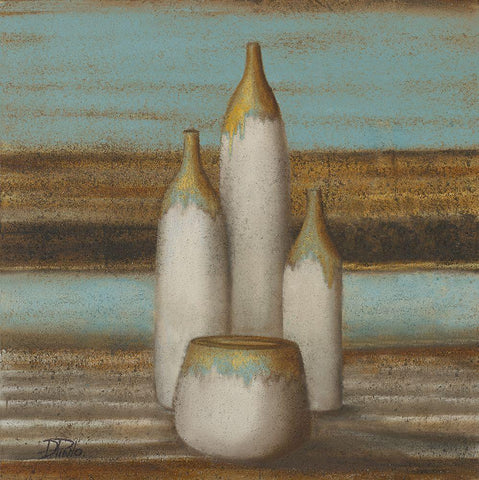 Elegantisimo on Teal I White Modern Wood Framed Art Print with Double Matting by Pinto, Patricia