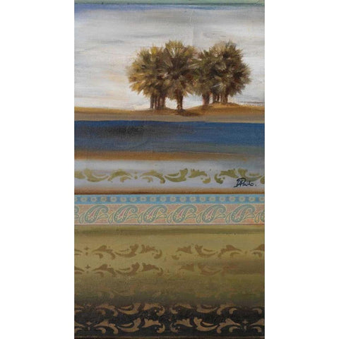 Desert Palms I Gold Ornate Wood Framed Art Print with Double Matting by Pinto, Patricia