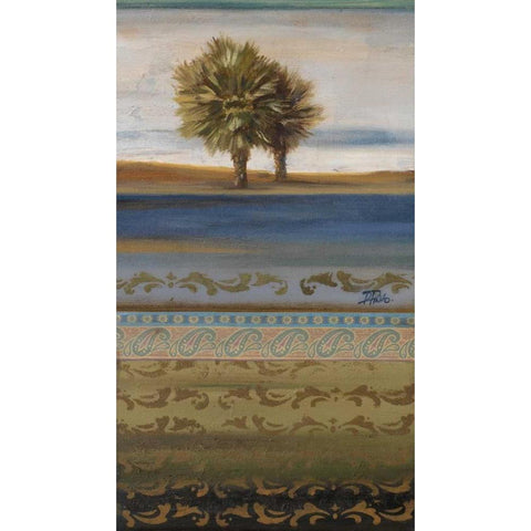 Desert Palms II Gold Ornate Wood Framed Art Print with Double Matting by Pinto, Patricia