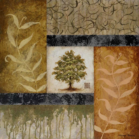 New Growth I Gold Ornate Wood Framed Art Print with Double Matting by Marcon, Michael