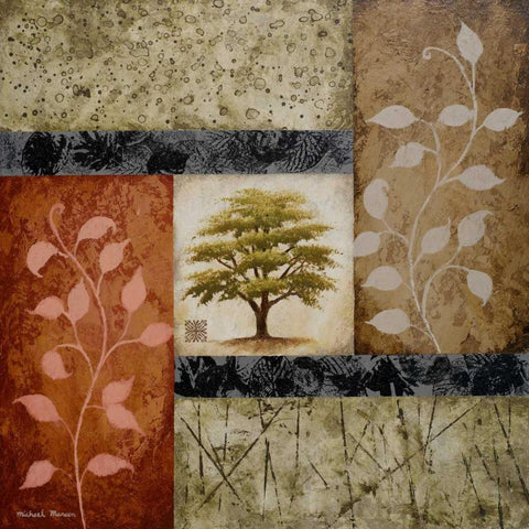 New Growth II Gold Ornate Wood Framed Art Print with Double Matting by Marcon, Michael