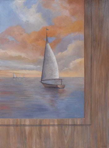 Sailing at Sunset II Black Ornate Wood Framed Art Print with Double Matting by Rhyan, Vivien