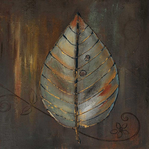 New Leaf VI Gold Ornate Wood Framed Art Print with Double Matting by Pinto, Patricia