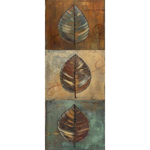 New Leaf Panel II - Vertical Black Modern Wood Framed Art Print with Double Matting by Pinto, Patricia