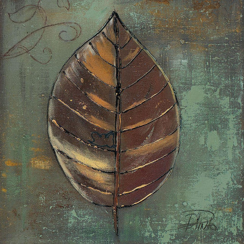 New Leaf I (green) Gold Ornate Wood Framed Art Print with Double Matting by Pinto, Patricia