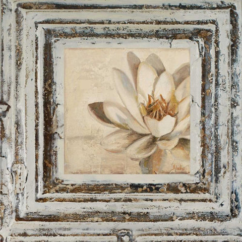 Flowers and Leaves Square IV White Modern Wood Framed Art Print by Pinto, Patricia