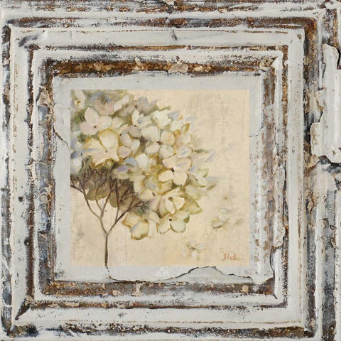 Flowers and Leaves Square VI Black Ornate Wood Framed Art Print with Double Matting by Pinto, Patricia