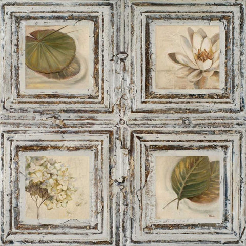 Flowers and Leaves II Gold Ornate Wood Framed Art Print with Double Matting by Pinto, Patricia