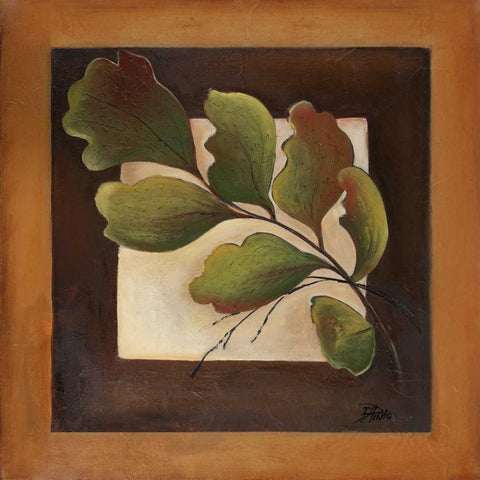 Leaves Over Brown I White Modern Wood Framed Art Print by Pinto, Patricia
