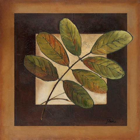 Leaves Over Brown II White Modern Wood Framed Art Print by Pinto, Patricia