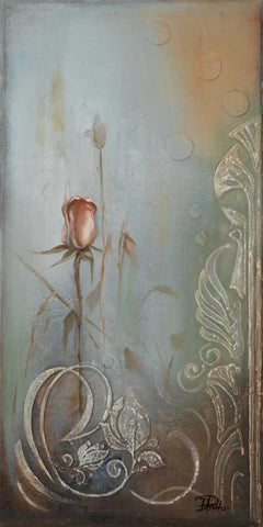 Ornaments and Roses II Black Ornate Wood Framed Art Print with Double Matting by Pinto, Patricia