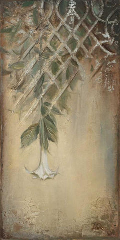 Ornaments and Campanula I White Modern Wood Framed Art Print with Double Matting by Pinto, Patricia