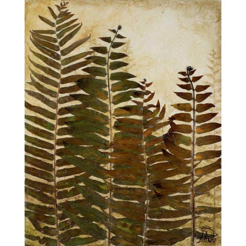 Ferns I Gold Ornate Wood Framed Art Print with Double Matting by Pinto, Patricia