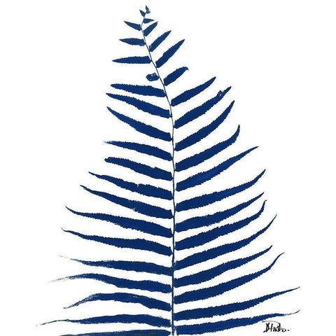 Indigo Ferns II Black Modern Wood Framed Art Print with Double Matting by Pinto, Patricia