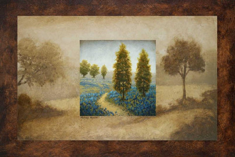 Field Blossom Illusion White Modern Wood Framed Art Print with Double Matting by Marcon, Michael