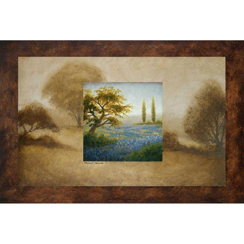 Field of Blue White Modern Wood Framed Art Print by Marcon, Michael