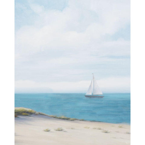 Shoreline Sailing I Black Modern Wood Framed Art Print with Double Matting by Rhyan, Vivien