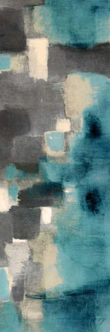 Downtown Blue Rain II White Modern Wood Framed Art Print with Double Matting by Loreth, Lanie